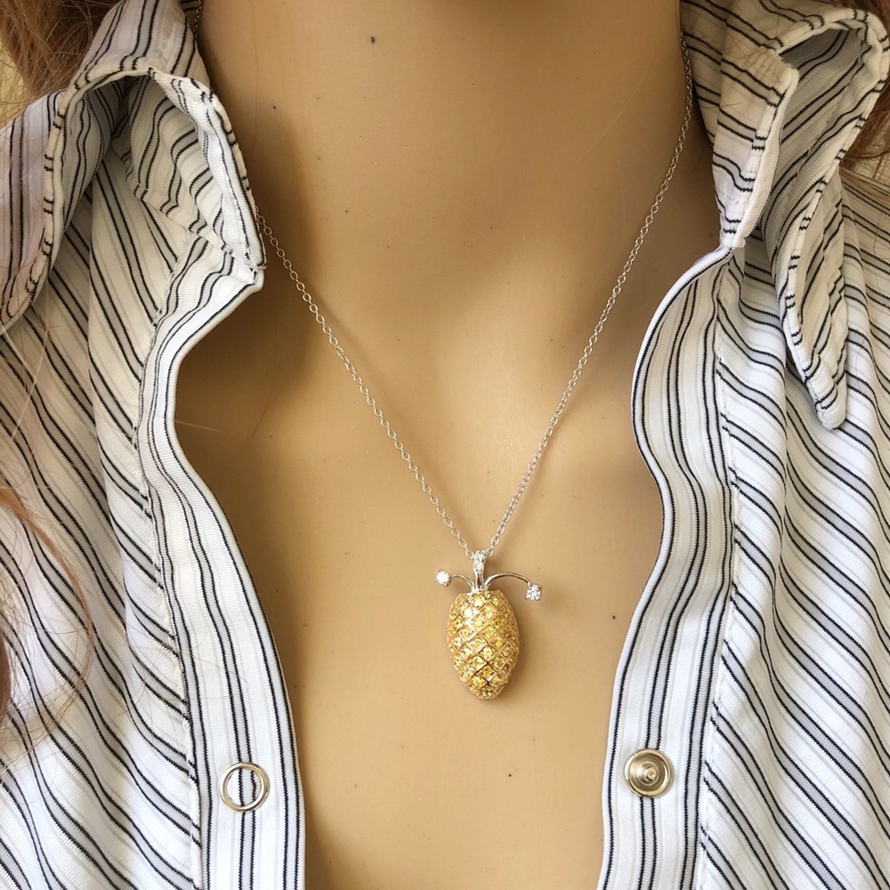 925 Sterling Silver Gold Pineapple Necklace